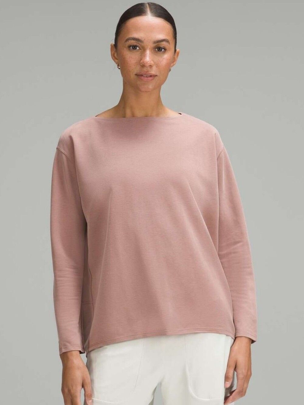 Lululemon Back in Action Long-Sleeve Shirt Twilight Rose Boatneck Top Size M